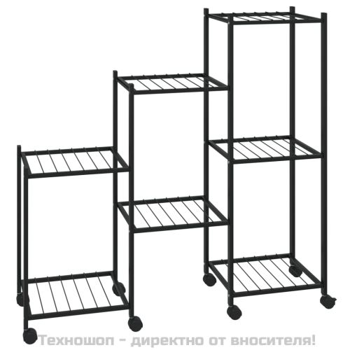 Стойка за цветя на колела 83x25x83,5 см черна желязо