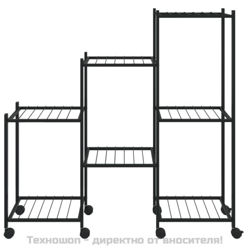 Стойка за цветя на колела 83x25x83,5 см черна желязо