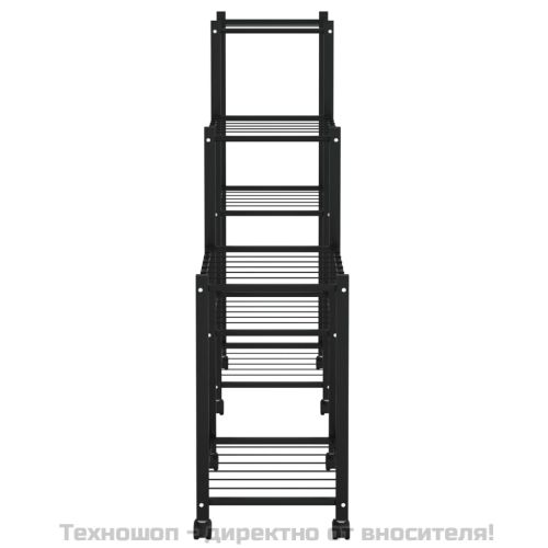 Стойка за цветя на колела 83x25x83,5 см черна желязо
