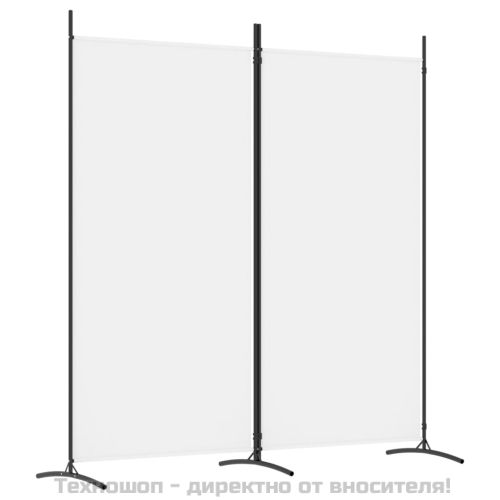 Параван за стая, бял, 2 панела, 175x180 см, плат