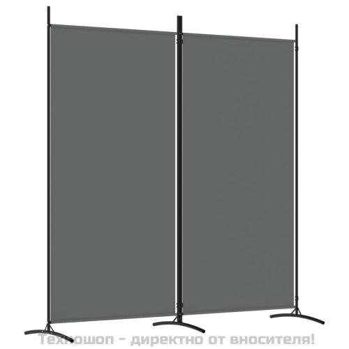 Параван за стая, 2 панела, антрацит, 175x180 cм, текстил
