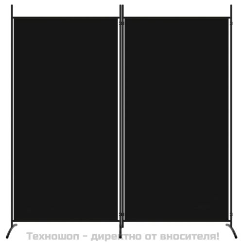 Параван за стая, 2 панела, черен, 175x180 cм, плат