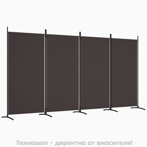 Параван за стая, Кафяв, 4 панела, 346x180 см, плат