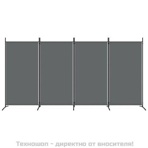 Параван за стая, 4 панела, антрацит, 346x180 cм, текстил