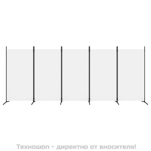 Параван за стая, бял, 5 панела, 433x180 см, плат
