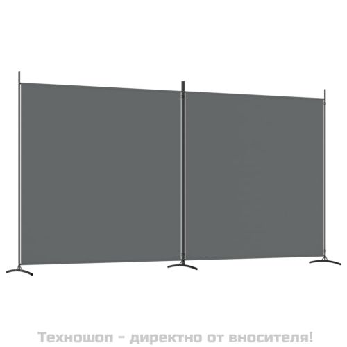 Параван за стая, 2 панела, антрацит, 348x180 cм, текстил