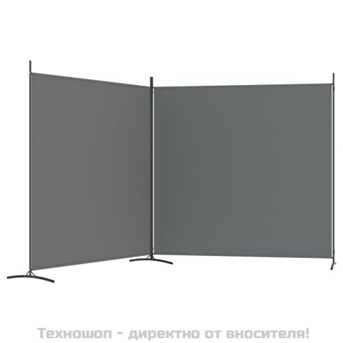 Параван за стая, 2 панела, антрацит, 348x180 cм, текстил