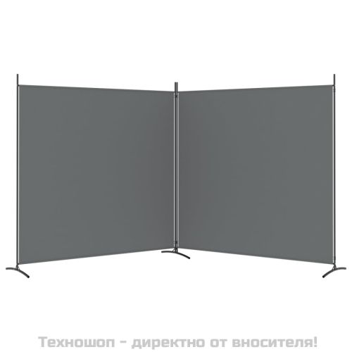 Параван за стая, 2 панела, антрацит, 348x180 cм, текстил