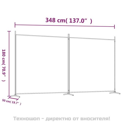 Параван за стая, 2 панела, антрацит, 348x180 cм, текстил