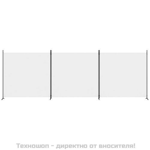 Параван за стая, бял, 3 панела, 525x180 см, плат