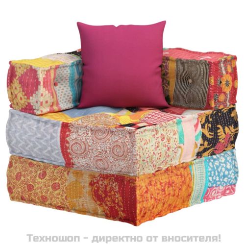 Модулен пуф с възглавница пачуърк плат