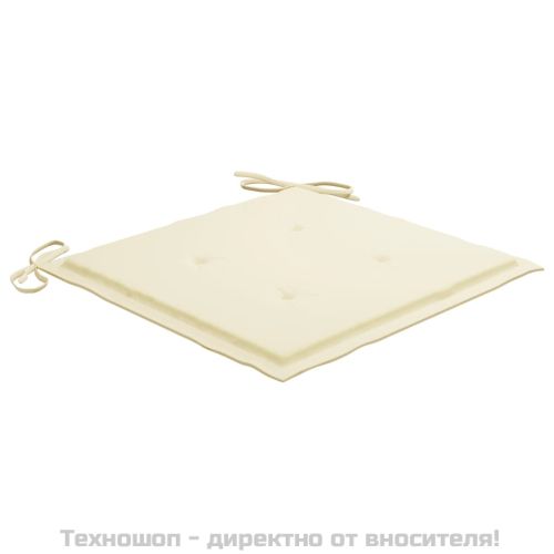 Стифиращи градински столове с възглавници 6 бр тик масив