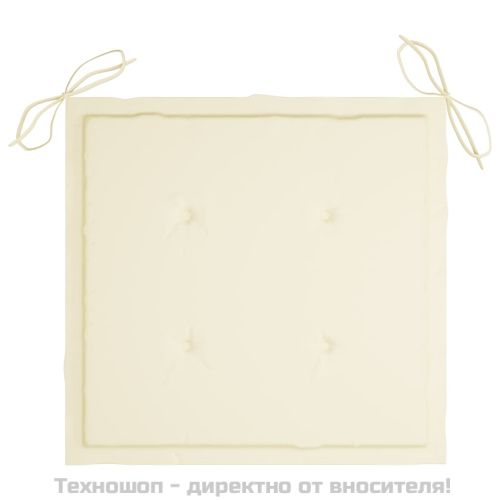 Стифиращи градински столове с възглавници 6 бр тик масив