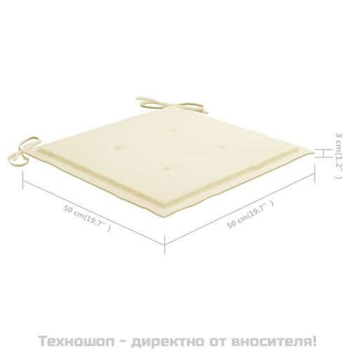 Стифиращи градински столове с възглавници 6 бр тик масив