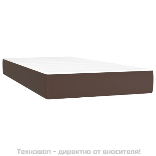 Матрак с покет пружини средна твърдост кафяв 90x200x20 см изкуствена кожа