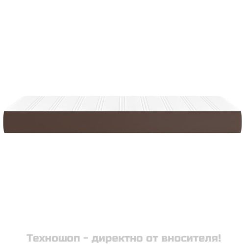 Матрак с покет пружини средна твърдост кафяв 90x200x20 см изкуствена кожа