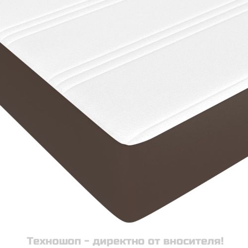 Матрак с покет пружини средна твърдост кафяв 90x200x20 см изкуствена кожа