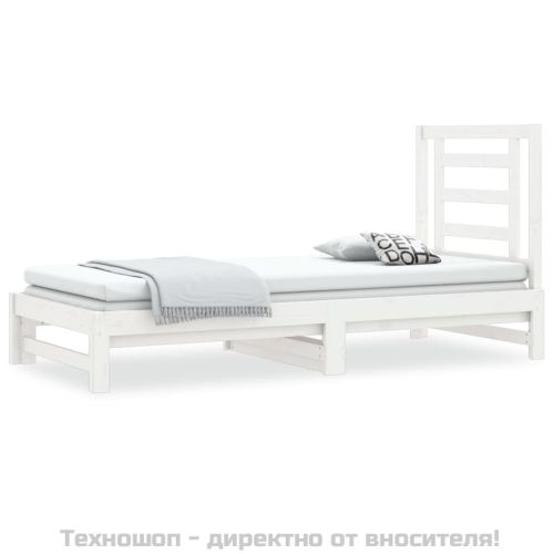 Разтегателно дневно легло, без матрак, бяло, 2x(90x200) см