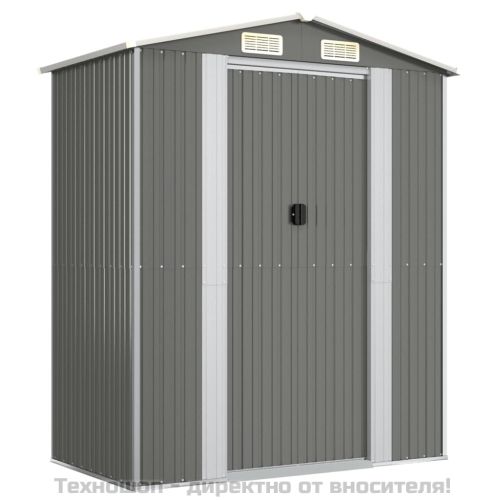 Градинска барака светлосива 192x108x223 см поцинкована стомана