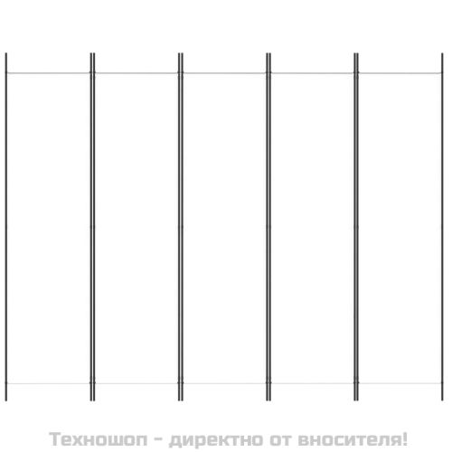 Параван за стая, 5 панела, бял, 250x200 см, текстил