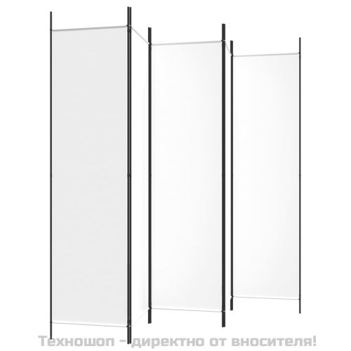Параван за стая, 5 панела, бял, 250x200 см, текстил