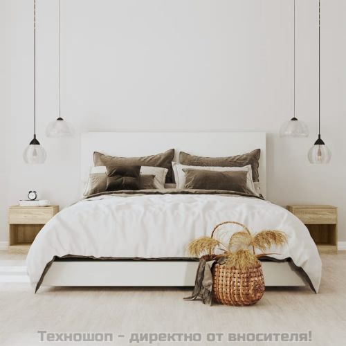 Нощно шкафче с чекмедже, 2 бр, цвят дъб