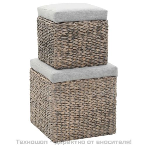 Комплект от 2 табуретки, морска трева, сиви