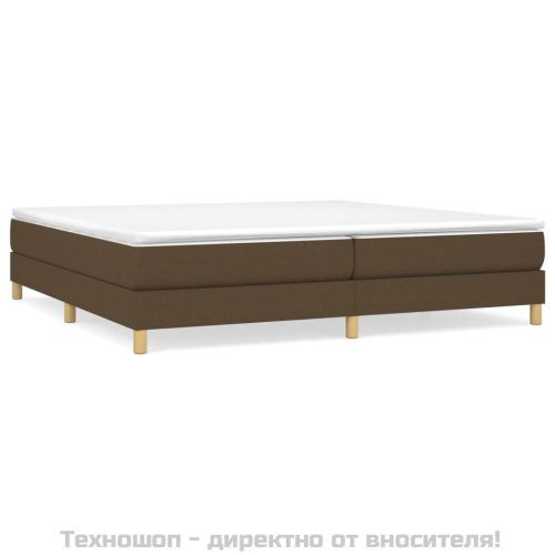 Рамка за легло с пружини, тъмнокафява, 200x200 см, плат