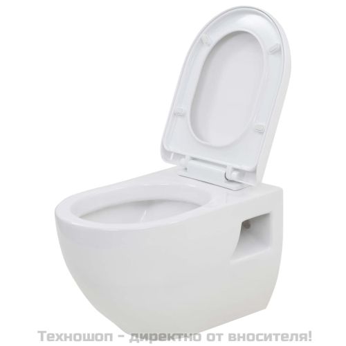 Окачена тоалетна чиния, със скрито високо казанче, керамична