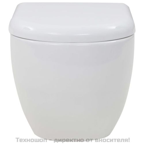 Окачена тоалетна чиния, със скрито високо казанче, керамична