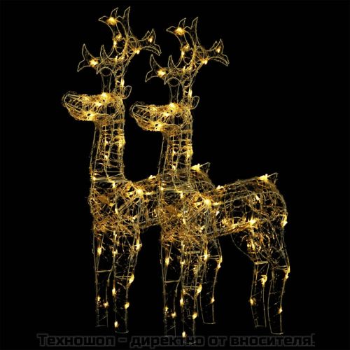 Коледна украса северни елени, 2 бр, 60x16x100 см, акрил