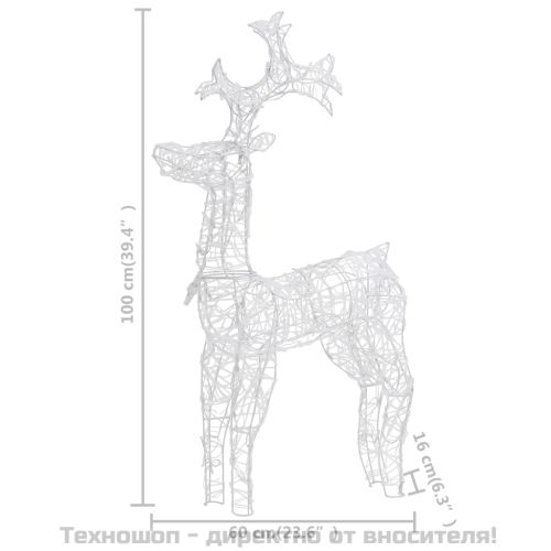 Коледна украса северни елени, 2 бр, 60x16x100 см, акрил