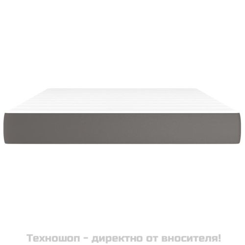 Матрак с покет пружини средна твърдост сив 140x200x20 см изкуствена кожа