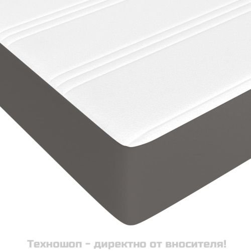 Матрак с покет пружини средна твърдост сив 140x200x20 см изкуствена кожа