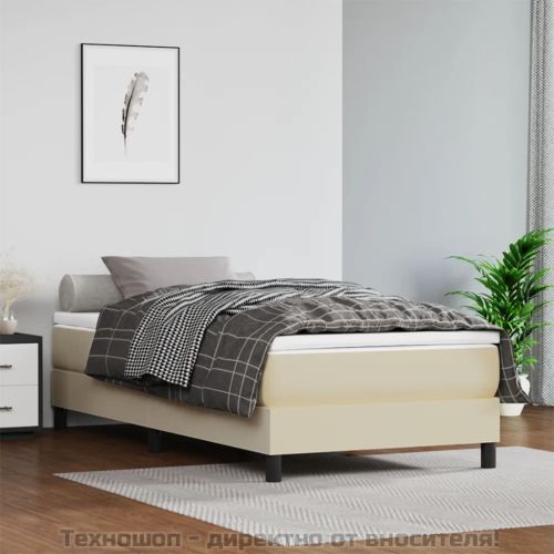 Матрак с покет пружини средна твърдост кремав 100x200x20 см изкуствена кожа