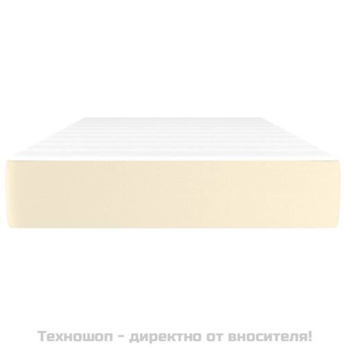 Матрак с покет пружини средна твърдост кремав 100x200x20 см изкуствена кожа