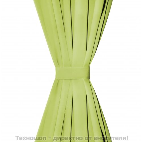 Завеси от микросатен, 2 бр, с "уши", 140x245 см, зелени