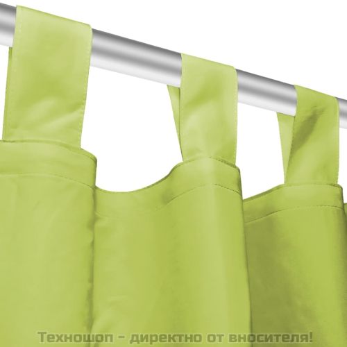 Завеси от микросатен, 2 бр, с "уши", 140x245 см, зелени