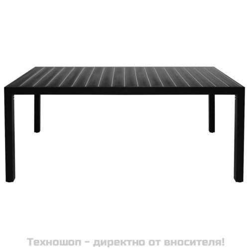 Градински трапезен комплект, 9 части, алуминий, черен