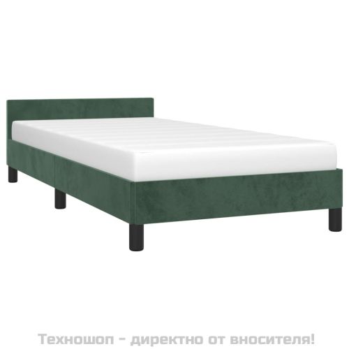 Рамка за легло без матрак, тъмнозелена, 80x200 см, кадифе