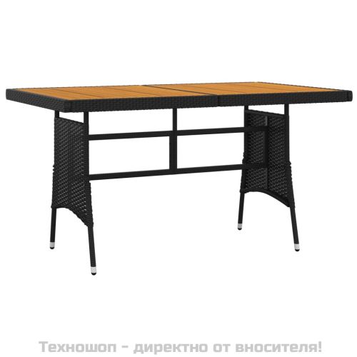 Градински трапезен комплект, 5 части, полиратан, черен