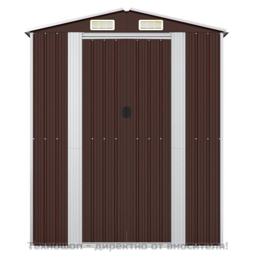 Градински навес тъмнокафяв 192x108x223 см поцинкована стомана