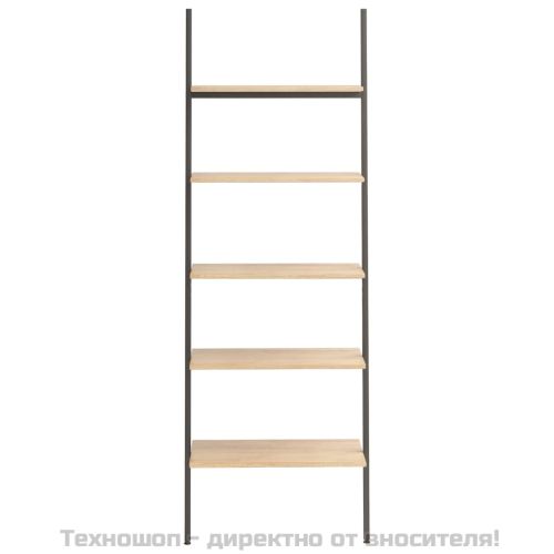 Етажерка стълба с 5 рафта светлокафяво и черно 64x34x185,5 см