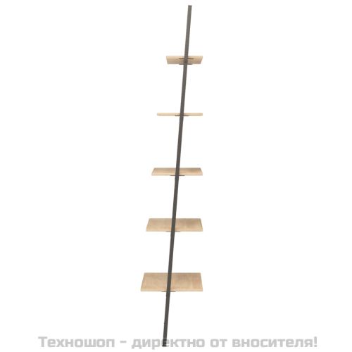 Етажерка стълба с 5 рафта светлокафяво и черно 64x34x185,5 см