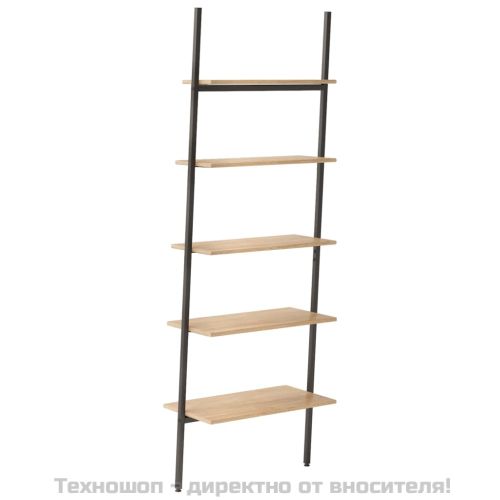 Етажерка стълба с 5 рафта светлокафяво и черно 64x34x185,5 см
