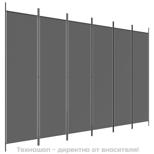 Параван за стая, 6 панела, антрацит, 300x200 cм, текстил