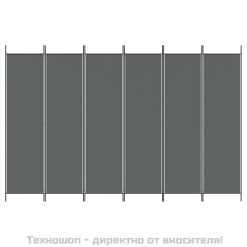 Параван за стая, 6 панела, антрацит, 300x200 cм, текстил