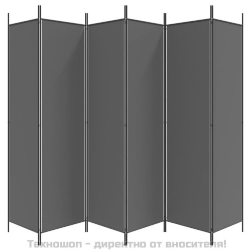 Параван за стая, 6 панела, антрацит, 300x200 cм, текстил