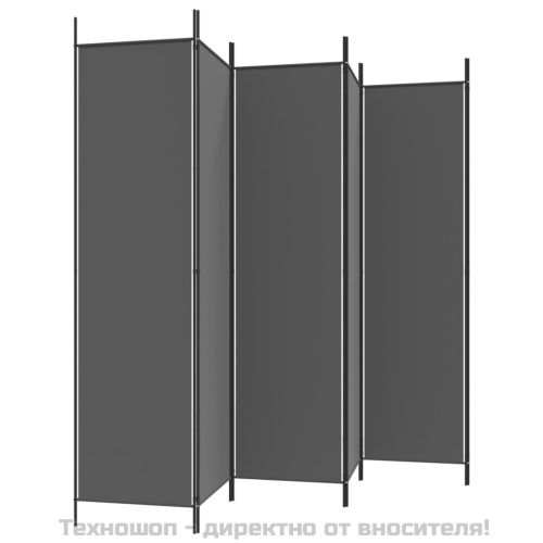 Параван за стая, 6 панела, антрацит, 300x200 cм, текстил