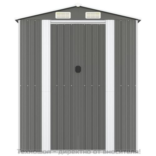 Градинска барака светлосива 192x606x223 см поцинкована стомана